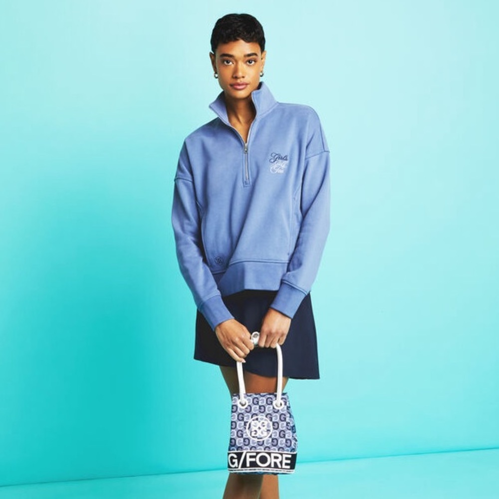 G/FORE Lavender Blue Quarter-Zip Pullover Sweater